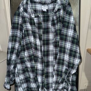 Men's Plaid Shirt - Green and Black